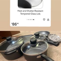 Nonstick Cookware Set - Complete Ceramic & Stainless Steal Pots and Pans Set with Stay-Cool Handles & Tempered Glass Lids - Kitchen and Dining Essenti
