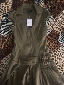Forever 21 Olive Green Zip-Up Dress