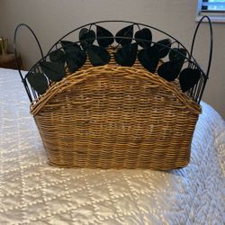 Wicker Basket/Container With Wrought Iron