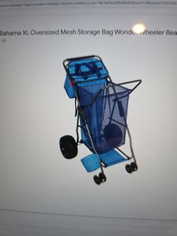 Tommy Bahama XL Oversized Mesh Storage Bag Wonder Wheeler Beach Cart - Used