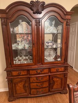 Large Traditional Wood China Cabinet Hutch
