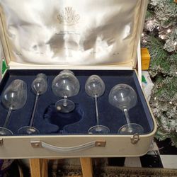 Fab Vtg Wine Tasting Set Moser Glasses