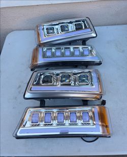 03-06 Chevrolet Silverado Avalanche LED DRL Projector Headlights Luces Focos Micas Faros Faroles Headlamps Chevy