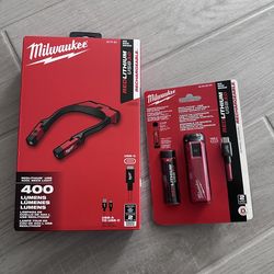 Milwaukee 400 Lumens LED Rechargeable Neck Light with Portable Power Source Kit. NEW