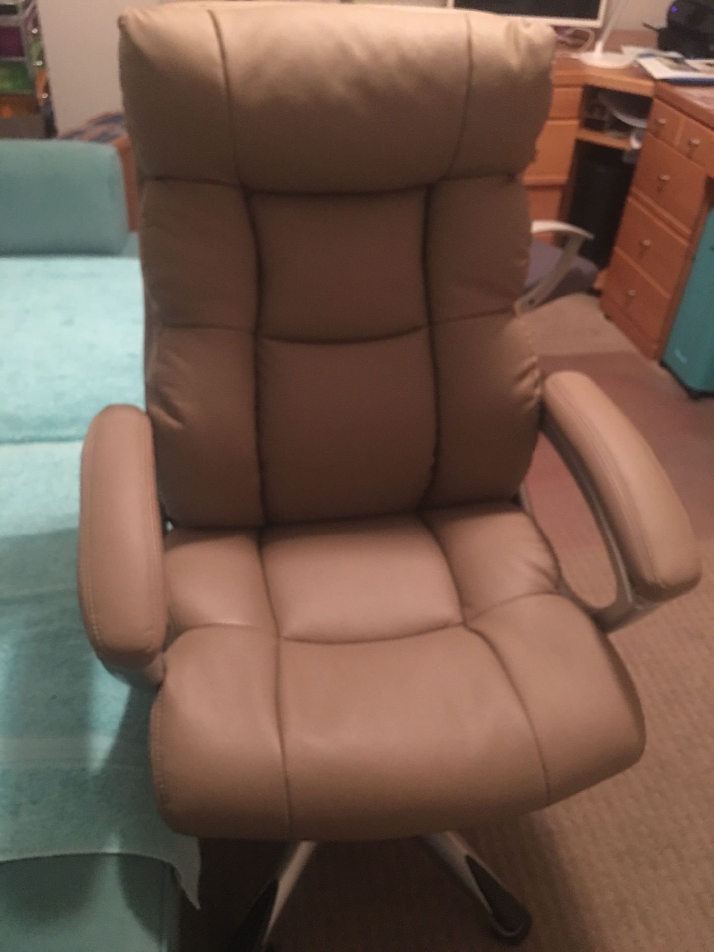 Tan leather office chair