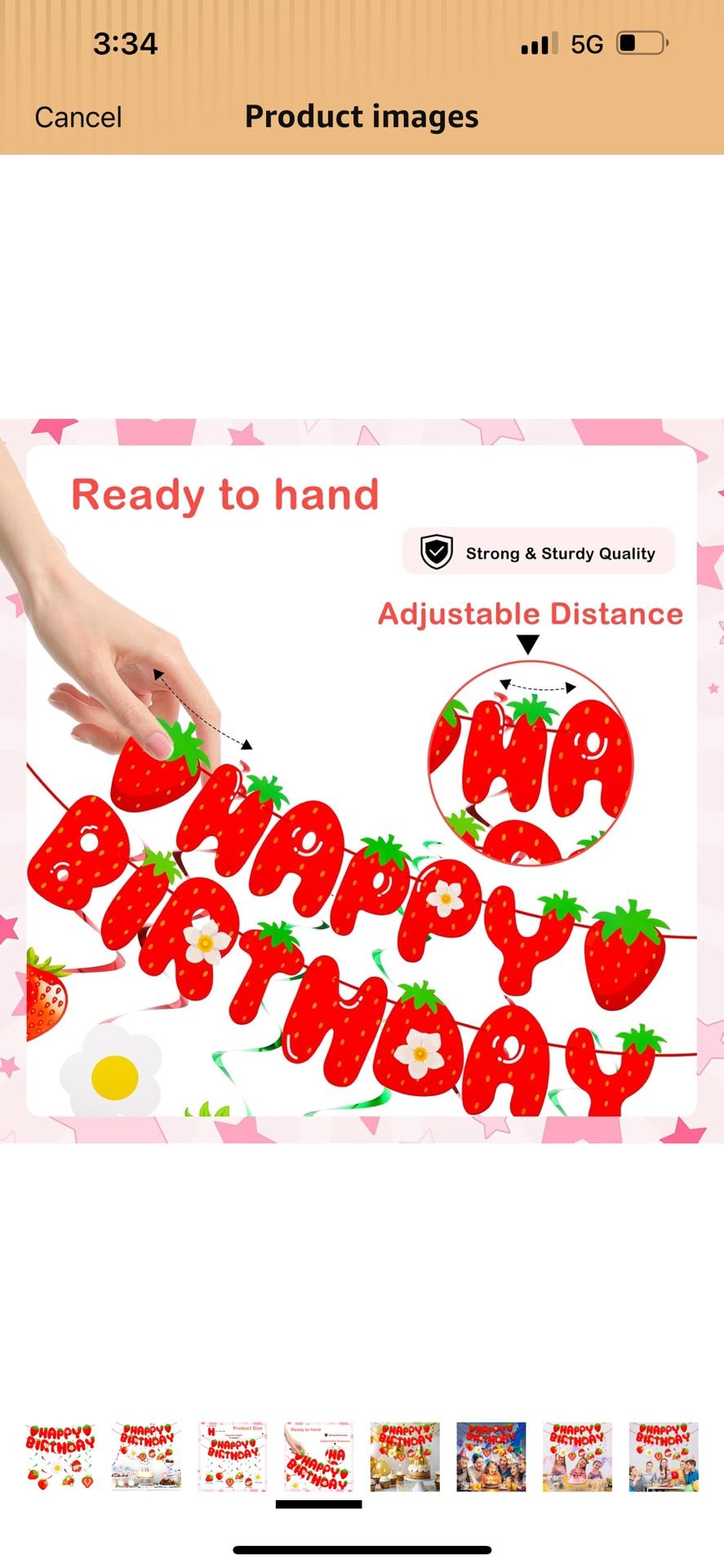 2 Strawberry Birthday Banners