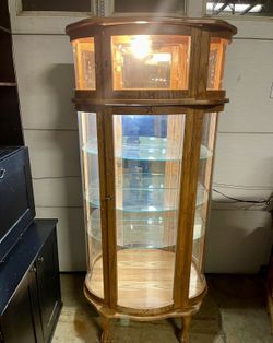 Large Curio Cabinet with Key Solid Wood