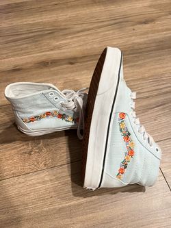 Vans Sk8-Hi Tapered Skate Shoe - Delicate Blue / Floral Embroidery
