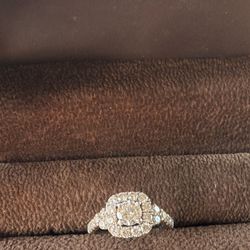 Princess Cut Diamond Engagement Ring In Halo Setting  