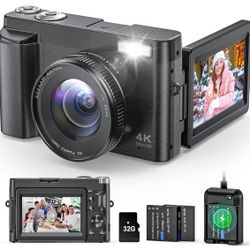 Brand new 4K Digital Camera for Photography and Video, Autofocus Anti-Shake 48MP Vlogging Camera for YouTube, 3'' 180°Flip Screen Camera with Flash 16