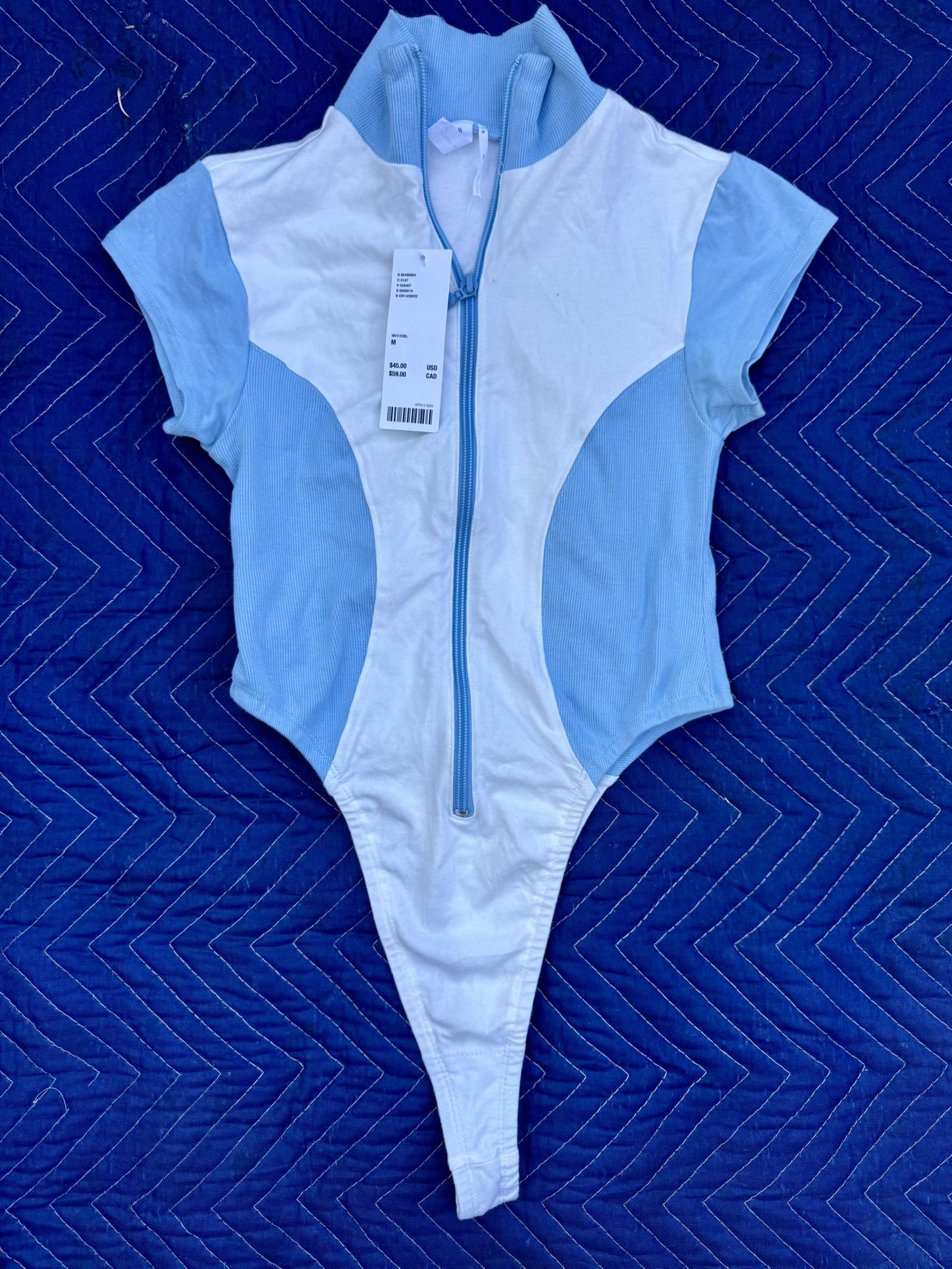 NWT Urban Outfitters Out From Under Women's White and Blue Bodysuit Size M