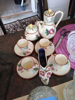 Vintage Ceramic Tea Set with Floral Design