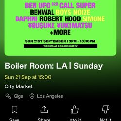 Boiler room LA Sunday 1x Ticket