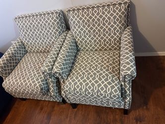 Pair of Upholstered Accent Chairs with Nailhead Trim