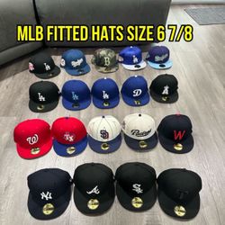 MLB New Era Padres, Yankees, Braves, White Sox, Nationals, Rangers, And Dodgers 59fifty Fitted Hats Size 6 7/8