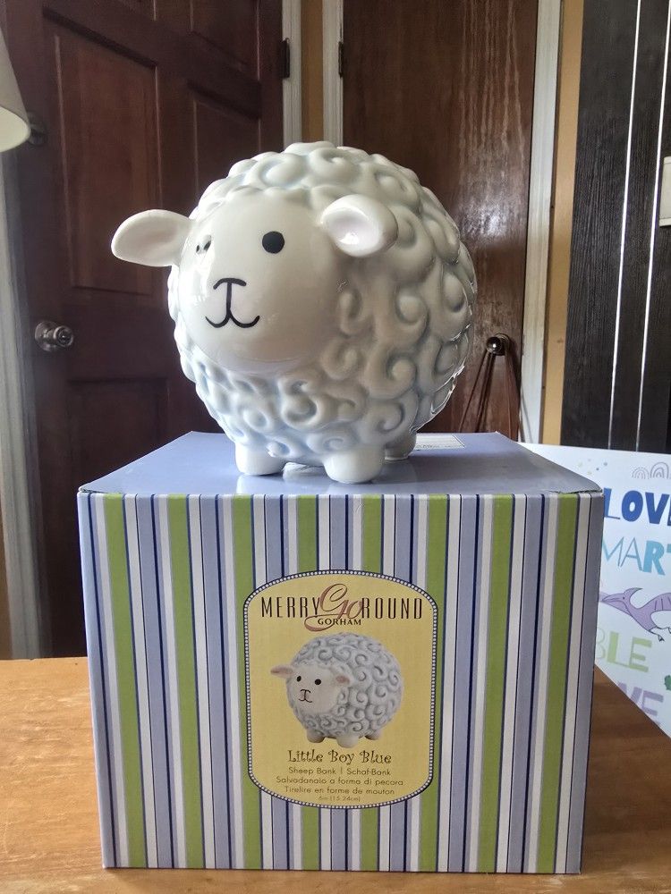 🆕️COLLECTABLE PIGGY BANK. MERRY GO ROUND-GORHAM. LITTLE BOY BLUE SHEEP BANK