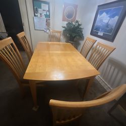 Dinning Room Table With 6 Chairs & 12 In Leaf Extension 