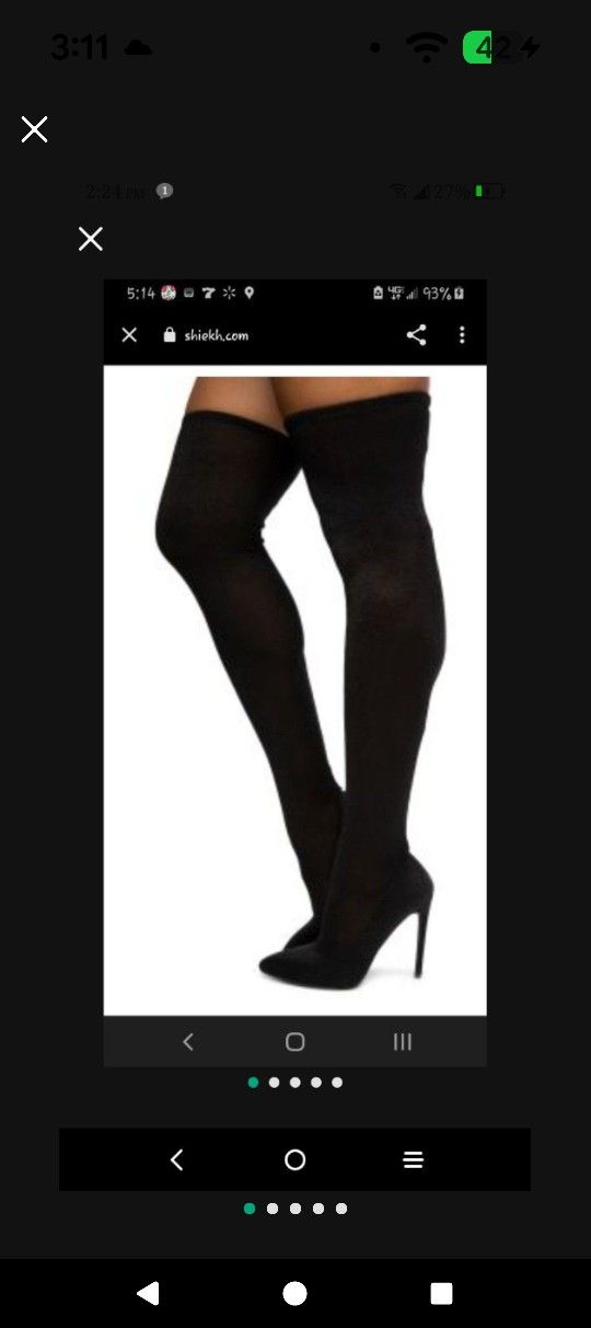 Sexy Black Stiletto Thigh High Boots Size 8 1/2