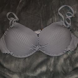 Black and white Pinstriped bikini top (appx size medium) , BEST OFFER