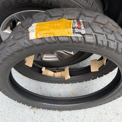 Two BRAND NEW bike motorcycle tires 120/80 r18” And 90/90 r21”  BRAND NEW NUEVOS!