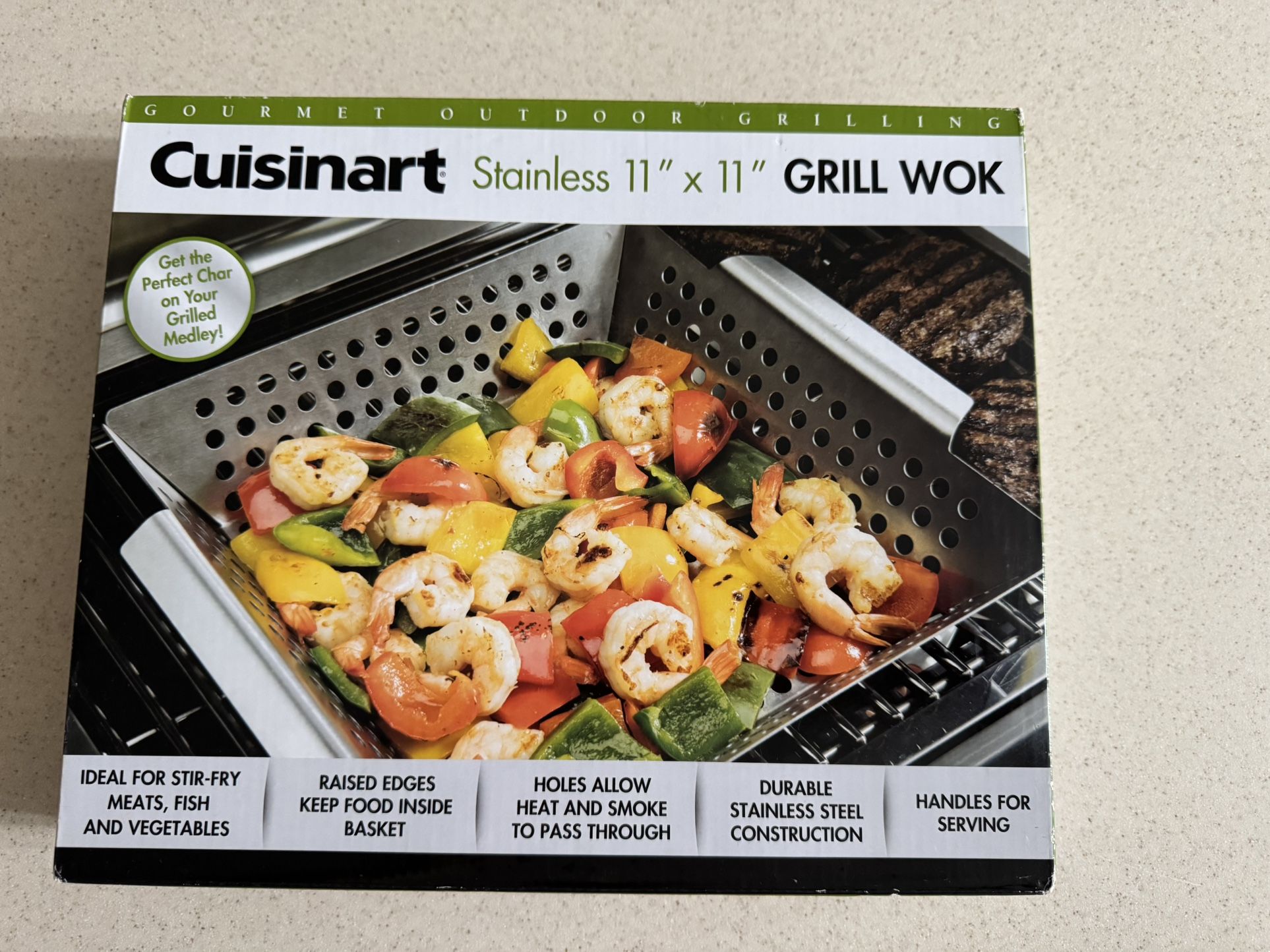 New Cuisinart Stainless Grill Wok 11”X 11”