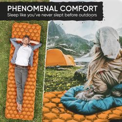 POWERLIX Ultralight Inflatable Camping Sleeping Pad - Camping Mattress for Backpacking, Hiking, Compact Lightweight Sleeping Mat for Camping, Inflatio