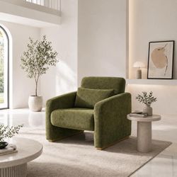 Accent Chair, Modern velvet , Armed Chair, Comfortable Single Sofa Chair , Green )