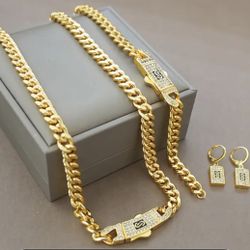 24k Gold Plated Cuban Link Set 
