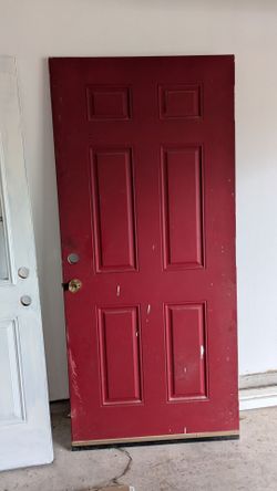 Red Used door. 79" tall