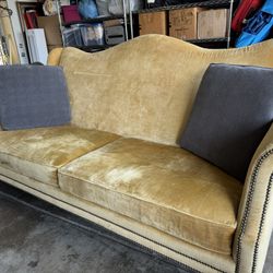 Bernhardt Gold Velvet Sofa – Elegant Designer Piece
