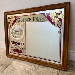 Vintage 1980s Geyser Peak Wine Mirror 26x20 – Bar/Mancave Décor