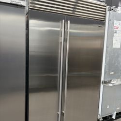 Sub Zero Stainless Steel Built In Side By Side 48” Refrigerator + Ice Maker 