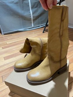 New Tan Leather Mid-Calf Boots