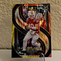 2024 Panini Select - Premier Level Drake Maye #113 Red & Yellow Shock Prizm (RC)