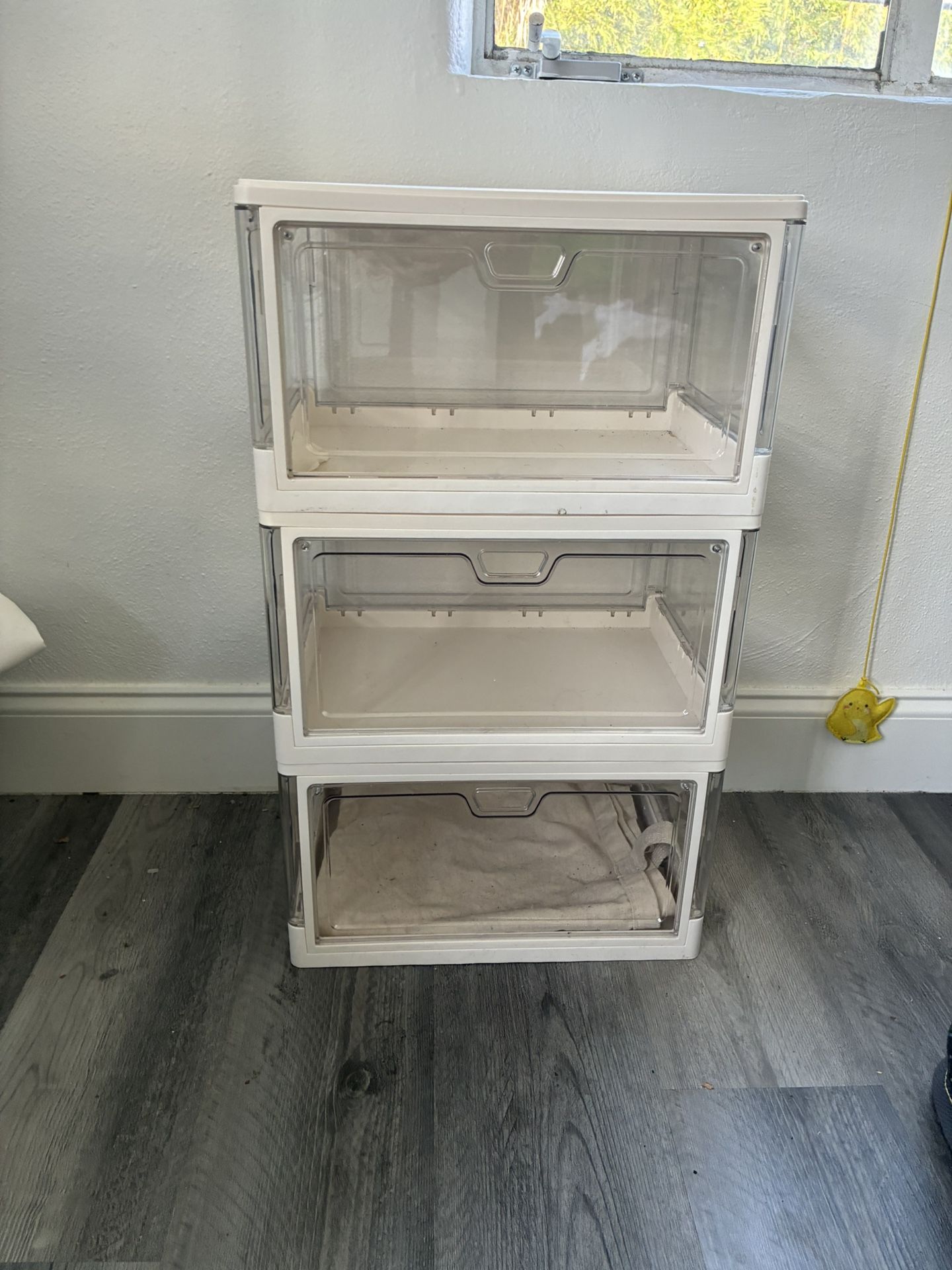 3 x White/Clear Collapsible Storage Bins