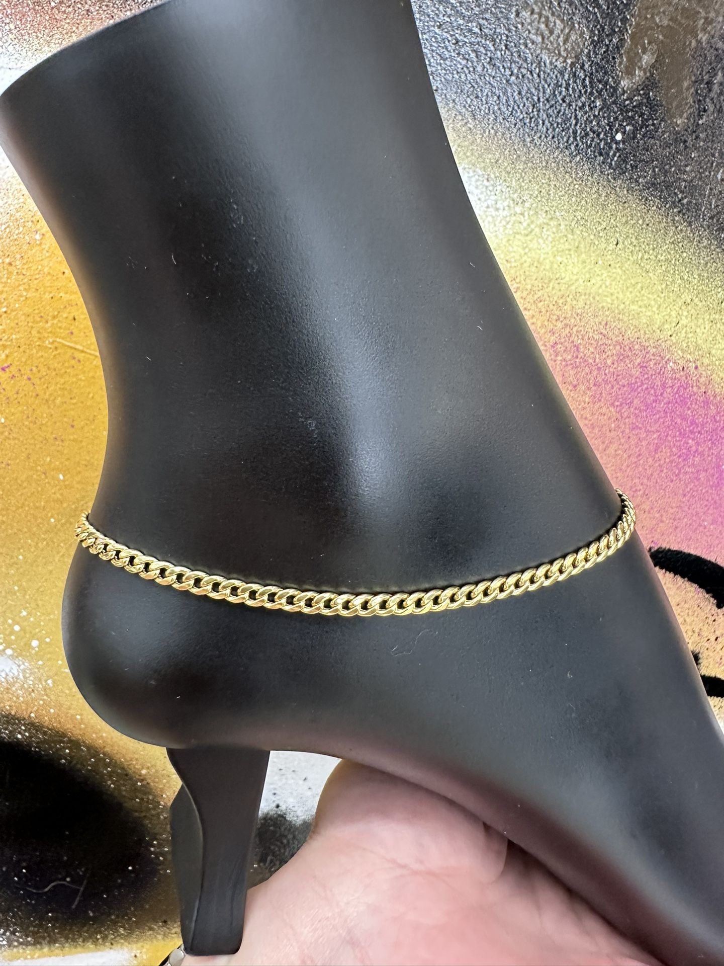 10k SEMI SOLID ANKLET CUBAN