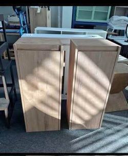Assembled New Set of 2 Small Wall Cabinet Wooden Bathroom Cabinet with Storage Shelf