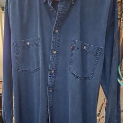 Men's XL 100% Cotton Levi's Bluejean Button Down Shirt 