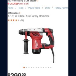 MILWAUKEE 1 1/8" ROTARY HAMMER