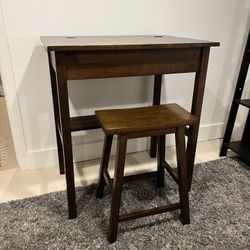 small desk with storage & stool