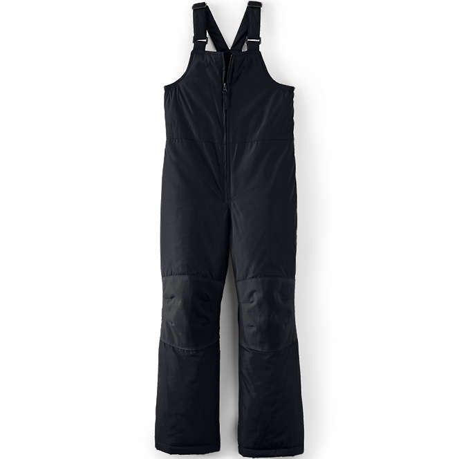 Lands End Iron Knee Insulated Winter Snow Bibs pants skii kids Children's Size 12 black long overall