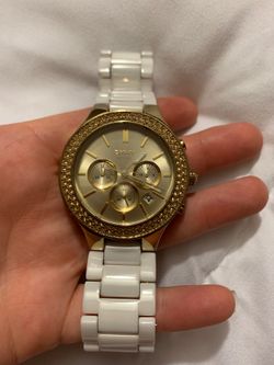 White DKNY ceramic watch