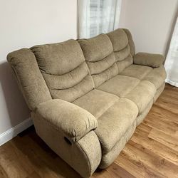 Tan 3-Seater Recliner Sofa