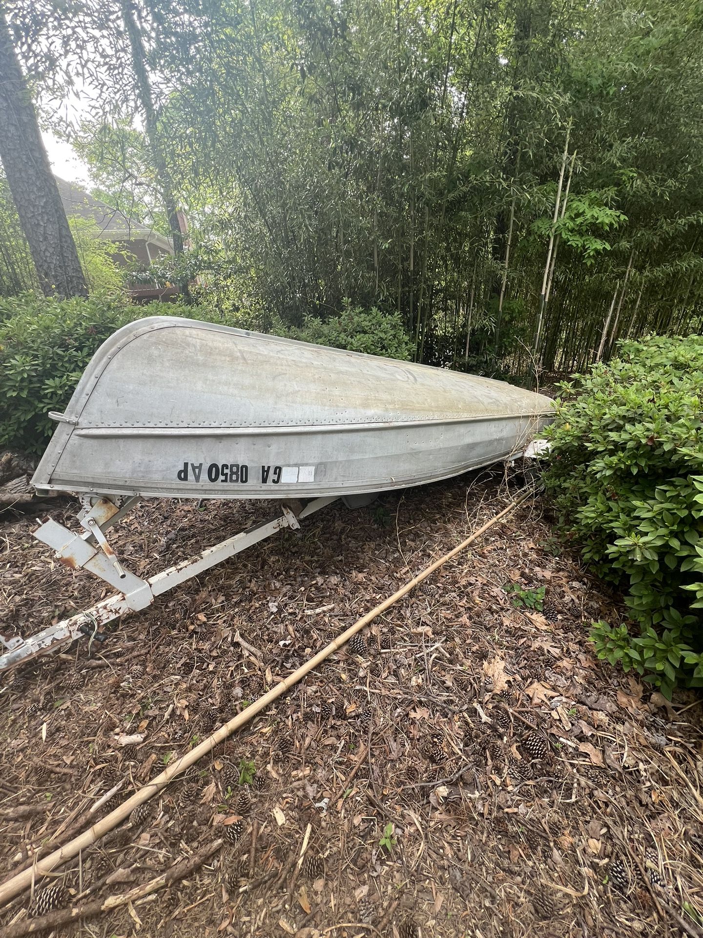ALL THREE ITEMS TOGETHER 12 FT V Hull John Boat With Motor And Trailer 
