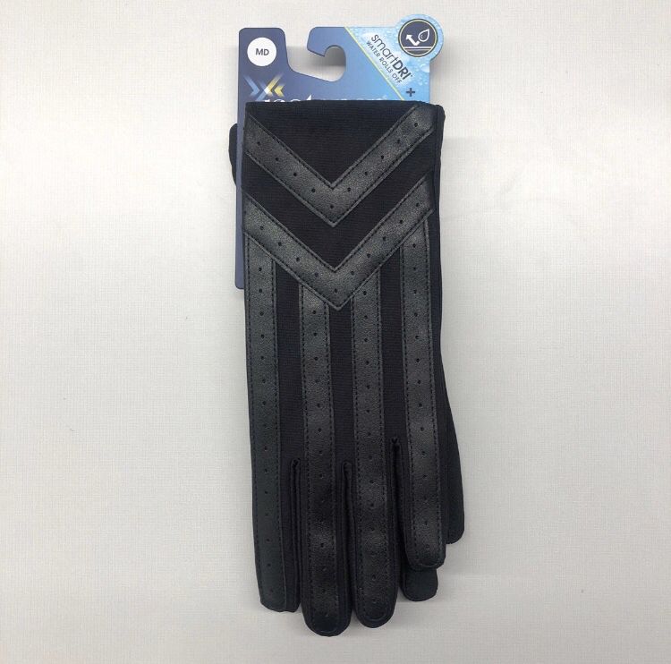 NWT Isotoner Men’s Black Gloves Leather Size Medium