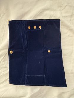 Navy Blue Velvet Jewelry Travel Roll