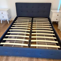 Must sell on Sat 11/29 - Houchins Upholstered Platform Storage Bed - Blue, Queen