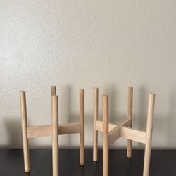 2 Bamboo Plant Stands - Minimalist Style