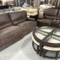 ELECTRIC RECLINER SOFA AND LOVESEAT NOT TABLE 