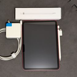 Pink iPad 10, 64 GB, Wi-Fi Only, with accessories
